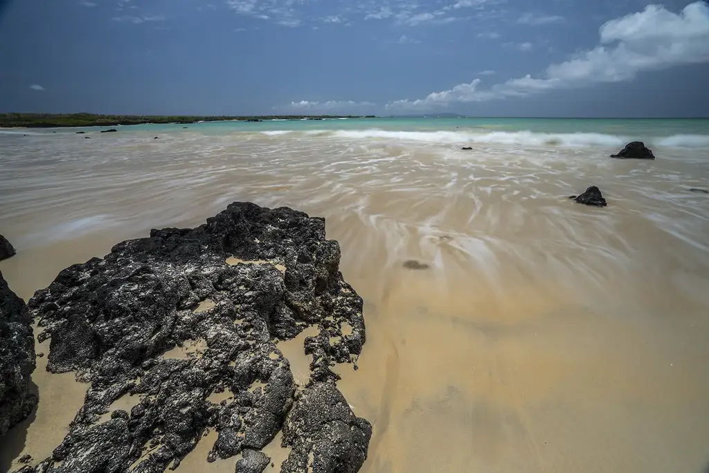 White sand and volcanic rock at Garrapatero Beach