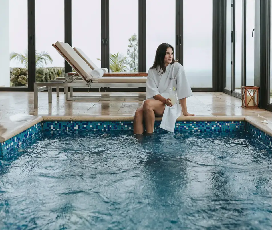 Indoor spa pool at Pikaia Lodge